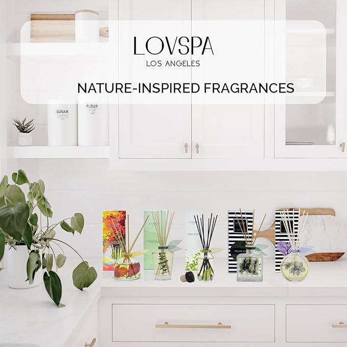 LOVSPA Reed Diffuser Set, Heavenly Southern Magnolia Scented Oil Diffuser with Sticks, Home Fragrance Accessories for Bathroom Shelf Decor, Aroma Diffusers for Home or Office Desk, USA Made
