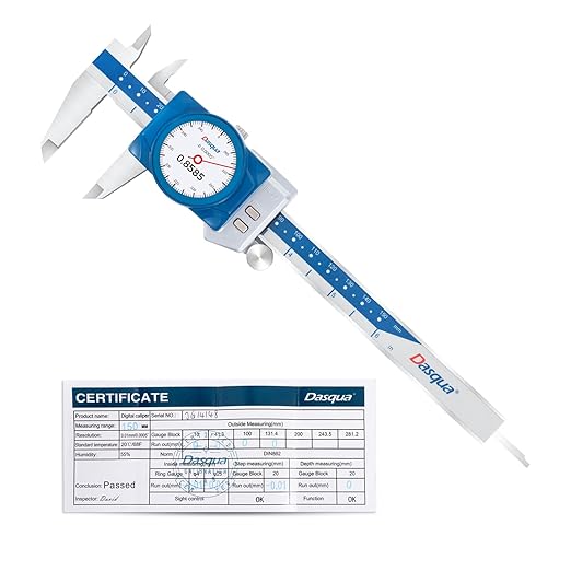 Dasqua Digital Dial Calipers 6"/150mm IP67, Resolution 0.0005", Accuracy ±0.001”, Inch/Metric/Fractional Conversion Measuring Tool