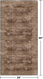 Brown 2x4 Entryway Runner Rugs, Small Runners for Kitchen, Door Mat Indoor Entrance, Bathroom, Non-Slip Low-Pile Washable Stain Resistant, Vintage Taupe Earthy Decor - Image 2