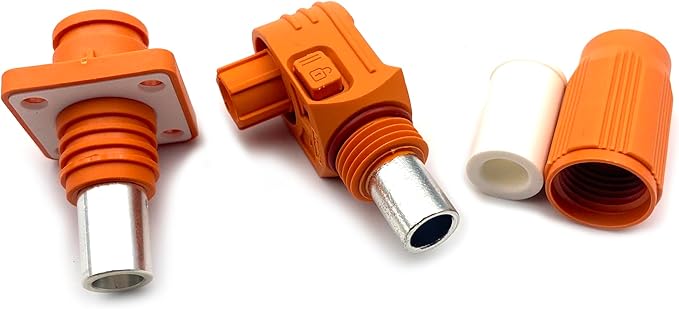 1 Set Battery Energy Storage Connector, 300A High Current Connectors Quick Plug Terminal Orange Right Angle Plug and Socket IP67 Waterproof Power Adapter Crimping 95mm² Wiring (1500V)