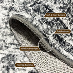 Washable Area Rug 8' x 10' Vintage Traditional Persian Mat - Foldable Distressed Non-Slip Machine Washable Carpet for Living Room Bedroom Kitchen Home Decor - Graphite and Mist - Image 6