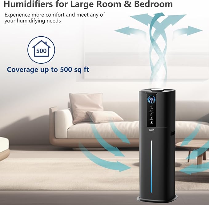 9L Smart Humidifiers for Bedroom Large Room, 2.3Gal Cool Mist Top Fill Diffuser App & Remote Control, 3 Mist Modes, Quiet Humidifier for Home Office Plant (Black)