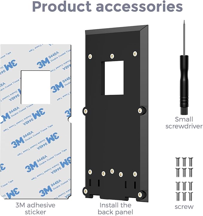 No-Drill Mounting Plate for Ring Video Doorbell 1/2/3/3 Plus/4 (2020 Release), Battery Doorbell Plus/Pro -Strong 3M Adhesive Secure Holder for Houses & Apartments