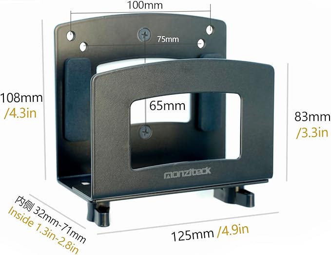 Monzlteck Adjustable Small Device Wall Mount Or VESA Mount Behind The Monitor |Design for Streaming Media Player, Switch, WII,Cable Boxes, Modems,Router,Power,mini pc,Mac mini,OptiPlex MFF and More