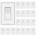 ThunderWay Single Pole Decorator Wall Light Switch with Wall Plate, 15A 120V/277V, On/Off Paddle Switch, Residential Grade - UL Listed, White (20)