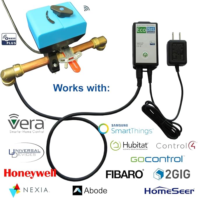 EcoNet Controls EVC200-HCSML The Bulldog Valve Robot, Z-Wave Water Valve, Smart Home Controller Required, Easy to Install and No Plumbing Required, Valves up to 1.5"