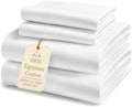 100% Egyptian Cotton Sheets Queen Size - Luxury 1000 Thread Count Naturally Cooling & Breathable Silky Sateen Weave Queen Sheet Set, Soft & Durable Hotel Sheets with 15" Snug Fit Deep Pockets - White