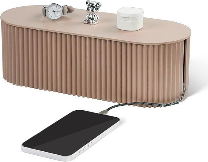 RAMFIYN Cable Management Box Large Cable Organizer Box for Power Strips, Surge Protectors, Chargers, Adapters, TV Computer Wires Cable Hider Organizer Box with Cable Ties，Clip Holders - Khaki
