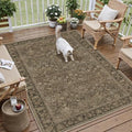 HUGEAR 5x7 Brown Linen Look Washable Area Rug for Living Room by HUGEAR