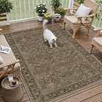 HUGEAR 5x7 Brown Linen Look Washable Area Rug for Living Room by HUGEAR
