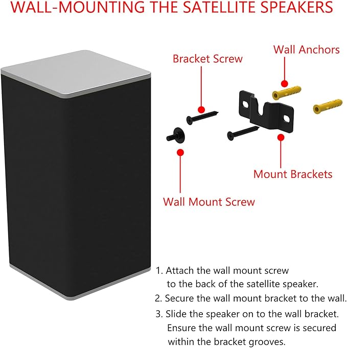 JINGer Sound Bar Wall Mount Brackets for VIZIO Sound BarSoundbar Mounting Bracket for VIZIO SoundBar SB3851C0SB3630E6SB3621nF8MSB4551D5 Speaker with Wall Mount Screws Black