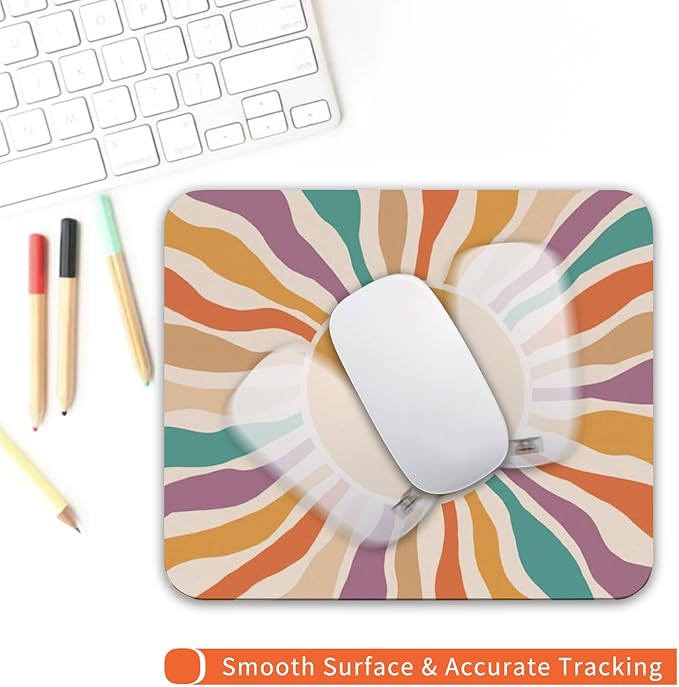 Armanza Square Mouse Pad Retro Sun,Personalized Premium-Textured Custom Mouse Mat Design,Washable Mousepad Cloth,Non-Slip Rubber Base Computer Mouse Pads for Wireless Mouse