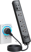 TROND 360° Rotating Plug Surge Protector, Power Strip with USB Ports, 3 USB C and 1 USB A, 1440 Joules, ETL Listed, 1625W, Wall Outlet Extender, 6ft Extension Cord for Home Office Dorm, Black