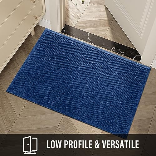 HIYARD Sturdy Front Door Mat, Absorbent Muddy Dirt Resist Welcome Door Mats Outdoor Indoor, Stain and Fade Resistant, Non-Slip Rubber Backing Low Profile Doormat for Entryway, 47×32, Blue - Image 6