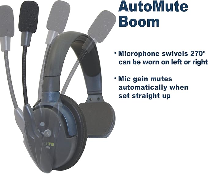 EARTEC ULDM-HD Ultralite HD Dual Ear Replacement Main Headset, HD Version Only, Full Duplex Wireless Communication, Includes Rechargeable Battery