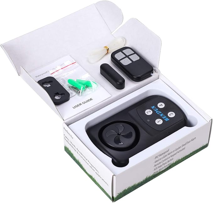 HENDUN Outdoor Door Alarm with Remote Keypad, Waterproof IP67,Inground Pool Safety Alarm,Gate Open Sensor, 140 dB Super Loud, Prying Door Entrance Alert (1 Pack)