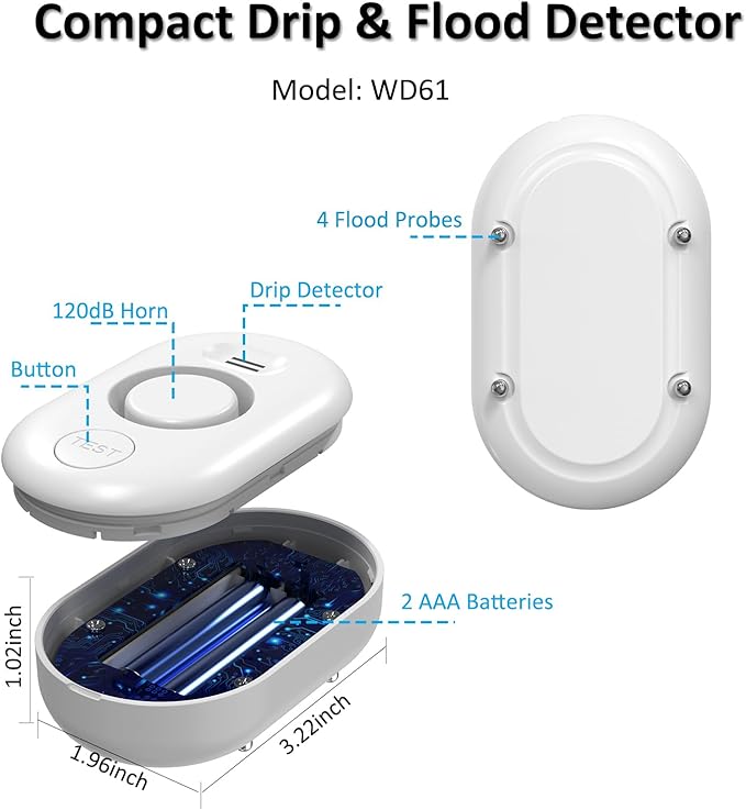 WiFi Water Leak Detector for Home with App Notification, 1 2.4Ghz Gateway + 6 WD61 Sensor, 120dB Water Flood/Drip Alarm for Basement/Kitchen/Bathroom/Toilet/Laundry Room,Sink/Pipe/Faucet Leakage Alert