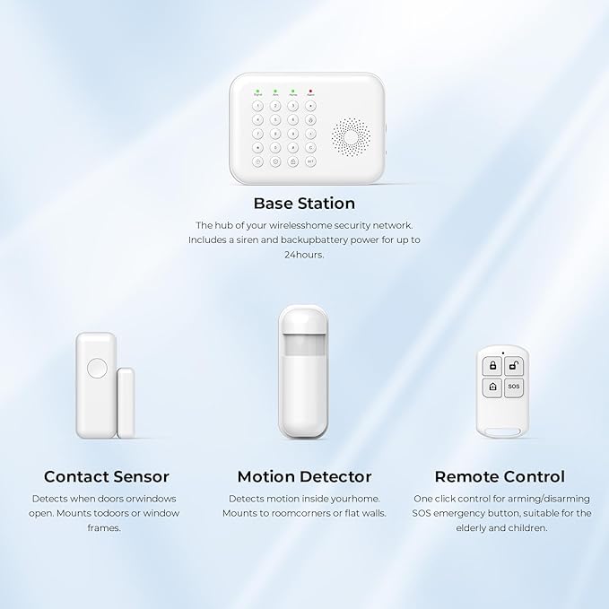 Hapippofa Alarm System for Home Security,WiFi/4G Home Alarm System with DIY,Remote Control App Alert Door Window Sensor Motion Detection No Monthly Fee Compatible with Alexa & Google