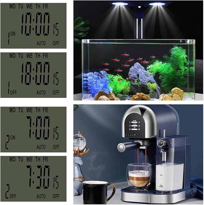 Digital Plug-in Timer Outlet Socket 20 on/Off Programmable Timer Switch 24 Hours 7 Days Programs and Countdown Energy Saving Timing Plug Socket (15A 1725W 115VAC)