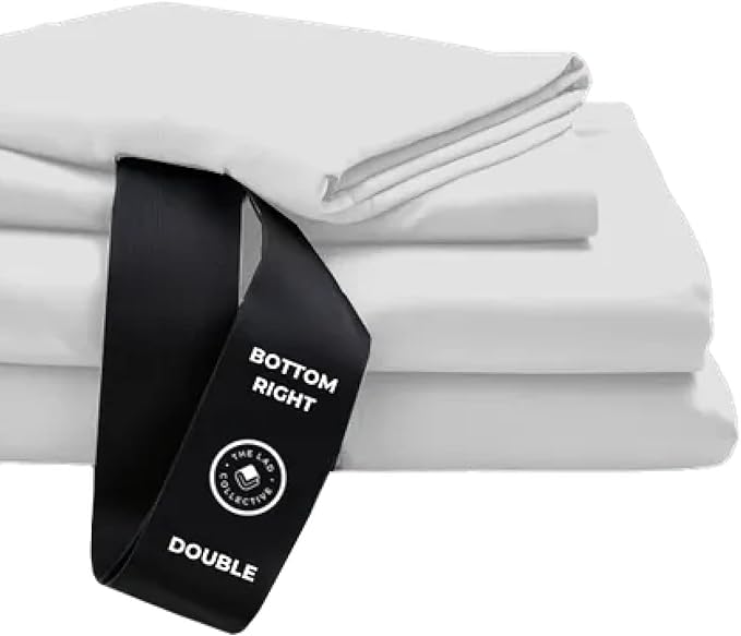 THE LAD COLLECTIVE 3.0 King Bedding Set - King Bedding Sets - 4-Piece Bedset w/Fitted Sheet, Top Sheet & 2 Standard Pillowcases [Duvet Not Included] - Bamboo-Cotton - Malibu White [White]