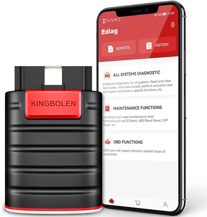 KINGBOLEN Ediag OBD2 Scanner Bluetooth, Bidirectional Scanner All System Diagnostic Tool for iOS & Android, Active Test,15+ Reset Function, FCA AutoAuth, 1 Year Update