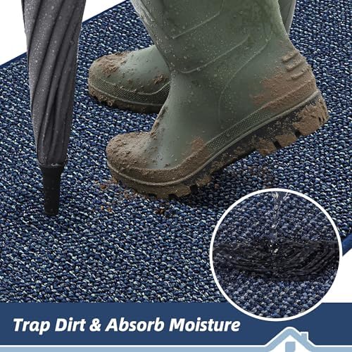 BEQHAUSE Dirt Trapper Door Mat 32" x 48", Non-Slip Washable Doormats, Blue - Image 3