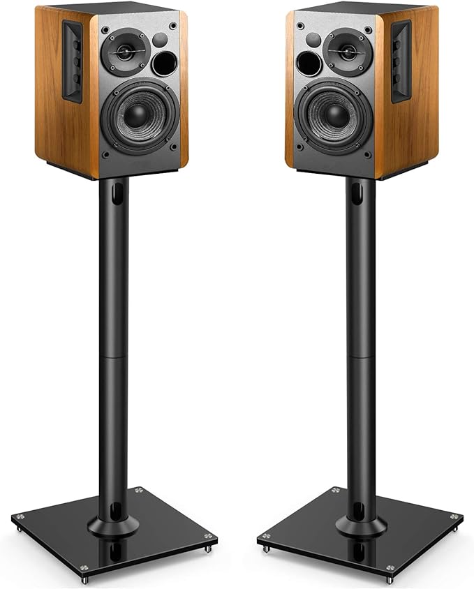 PERLESMITH Universal Floor Speaker Stands for Surround Sound up to 22LB, 27.56 Inch Bookshelf Speaker Stand for Klipsch, Polk, Yamaha & Other Large Satellite, Bookshelf Speakers, Studio Monitors,1 P