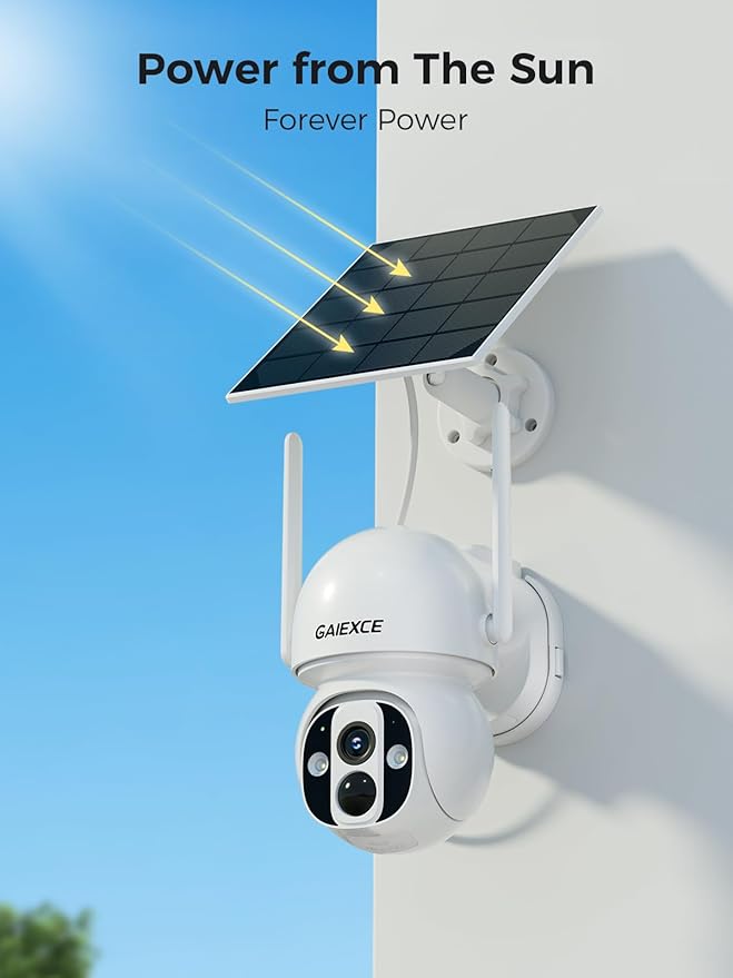 Solar Security Camera Outdoor Wireless WiFi Pro, 4MP Color Night Vision, AI/PIR Motion Detection, 360 PT, 2-Way Audio, IP66, 2.4/5GHz, SD/Cloud Storage, Works with Alexa, Mobile App & Base-station