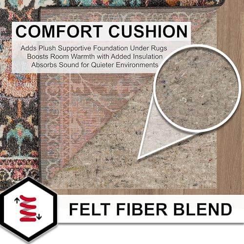 Mohawk Home Non Slip Rug Pad 8' 2" x 11' 8" - 3/8" Thick Felt + Latex Rubber Gripper - Dual Surface Cushion for Hardwood, Carpet, Tile Floors, Made in USA - Image 2