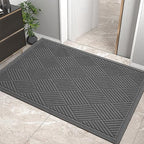 HIYARD Sturdy Front Door Mat, Absorbent Muddy Dirt Resist Welcome Door Mats Outdoor Indoor, Stain and Fade Resistant, Non-Slip Rubber Backing Low Profile Doormat for Entryway, 36×24, Charcoal by HIYARD