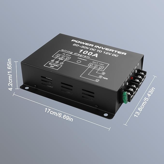XMSJSIY DC 24V to 12V Step-Down Voltage Converter 100A 1200W DC 20-30V to 12V Buck Module Adapter Regulator Reducer Car Power Supply Volt Converter for Car Truck Vehicle - 1 Pcs