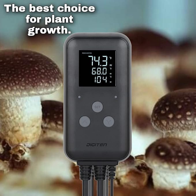SENSTREE Greenhouse Temperature Controller Digital Waterproof Thermostat for Home Brewing, Fermentation, Breeding, Incubation, Terrarium, Heating & Cooling, 110V 10A 1100W