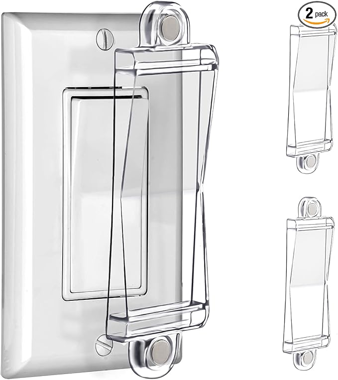 Light Switch Guard Cover- PSZEZNZ Light Switch Outlet Covers for Flat Modern Wall Switches-Child Safety Protection(Clear,2 Piece)