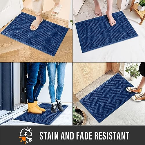 HIYARD Sturdy Front Door Mat, Absorbent Muddy Dirt Resist Welcome Door Mats Outdoor Indoor, Stain and Fade Resistant, Non-Slip Rubber Backing Low Profile Doormat for Entryway, 30×17, Blue - Image 5