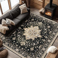 RELEANY Washable Area Rug, 6'x9', Black/Neutral by RELEANY