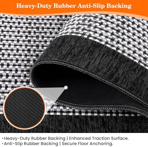 StepRite Kitchen Rugs, Kitchen Mats for Floor, 60"x24" Non-Slip Machine-Washable Kitchen Throw Rug, Absorbent Runner Rugs Office, Sink Standing Desk Mat, Decor Carpet, Black - Image 3