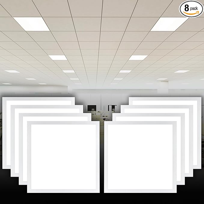 CycevSun 2x2 LED Flat Panel Light Drop Ceiling Fixture, 0-10V Dimmable, 20/30/40W Selectable, 3000K 4000K 5000K Switchable, 120-277V, ETL Listed, 8 Pack