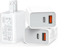 USB C Wall Charger Block 20W, 3-Pack Dual Port PD Power Delivery Fast Type C Charging Block Plug Adapter for iPhone 12/13/14/15/16/17/Pro Max, XS/XR/X, iPad Pro, AirPods Pro, Samsung Galaxy(White)