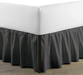 SKY BEDDINGS - King Size Ruffled Bed Skirt with Split Corners - 16 Inch Drop Dust Ruffle Bed Skirt with Platform Three Sided Coverage - 100% Microfiber, Dark Grey