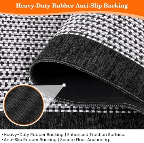 StepRite Kitchen Rugs, Kitchen Mat for Floor, 47"x20" Non-Slip Machine-Washable Commercial Floor Mat, Absorbent Heavy-Duty Rug for Office & Home, Sink Standing Mat, Entryway Carpet, Door Mat, Black - Image 4