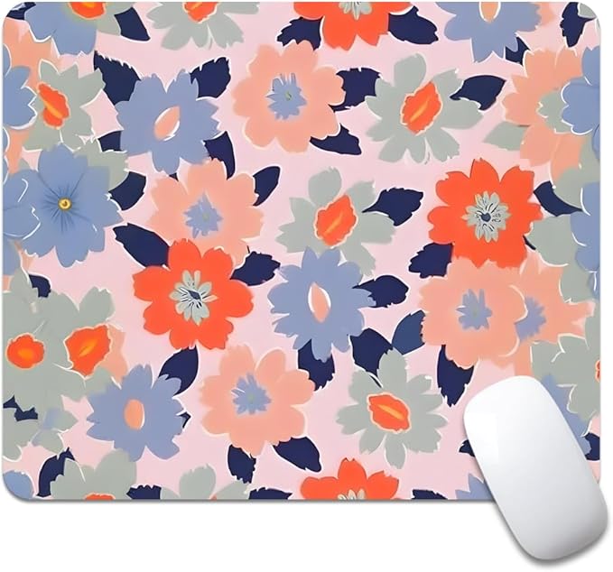 Field of Flowers Pastel Floral Square Mouse pad, Texture, Waterproof, Anti Slip Rubber Base, Computer Mouse pad, Laptop Mouse pad