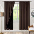 BGment Thermal Insulated 100% Blackout Curtains for Bedroom with Black Liner, Double Layer Full Room Darkening Noise Reducing Rod Pocket Curtain (52 x 72 Inch, Brown, 2 Panels)