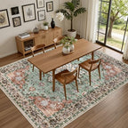 10x12 Area Rugs Living Room: Washable Rug for Bedroom Brown Green - Image 4