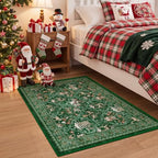 2x3 Christmas Rug,Small Washable Entryway Rug Non Slip,Green - Image 4
