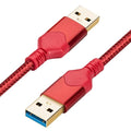 ROFICORD USB 3.0 Male to Male Cable, USB A to USB A High Speed Data Cord Compatible with Hard Disk Drive/Laptop Cooler/Set-top Box/DVD Player/TV/Camera and More (2 FT, Red)