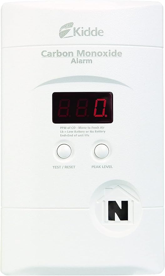 Kidde Carbon Monoxide Detector with Long-Life Lithium Battery, Digital Display, 3 LEDs, Pack of 2 & Nighthawk Carbon Monoxide Detector, AC-Plug-in with Battery Backup, Digital Display