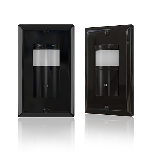 ECOELER Motion Sensor Dimmer Switch, in-Wall Electronic Dimmer with PIR Infrared Motion Activated, Single Pole, Occupancy & Vacancy Modes, Neutral Wire Required, Wall Plate Included, Black, 2Pack