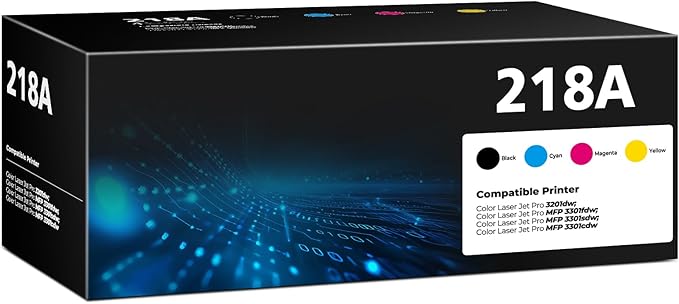 218A Toner Cartridges 4 Pack Color Laser Jet Pro 3201, MFP 3301 (with CHIP) Compatible for HP 218A 218X Toner Cartridge | HP218A HP218X Works with Color Laser Pro 3201dw MFP 3301fdw 3301sdw 3301cdw