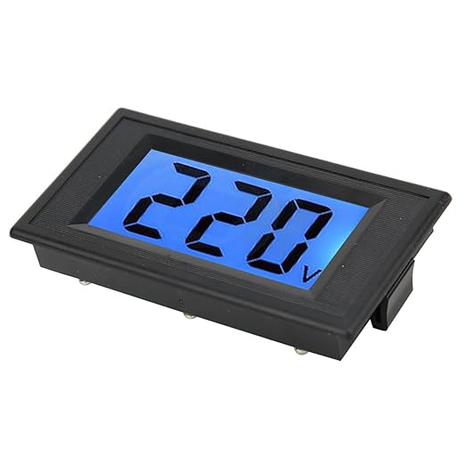 YB5135D Digital AC Voltmeter LCD Blue Backlight 2 Wires Voltage Tester Panel AC Voltage Meter Car Motorcycle Battery Monitor Voltage Measuring Range AC80-500V