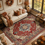 RELEANY Washable Area Rug, 8'x10', Red/Blue - Image 2